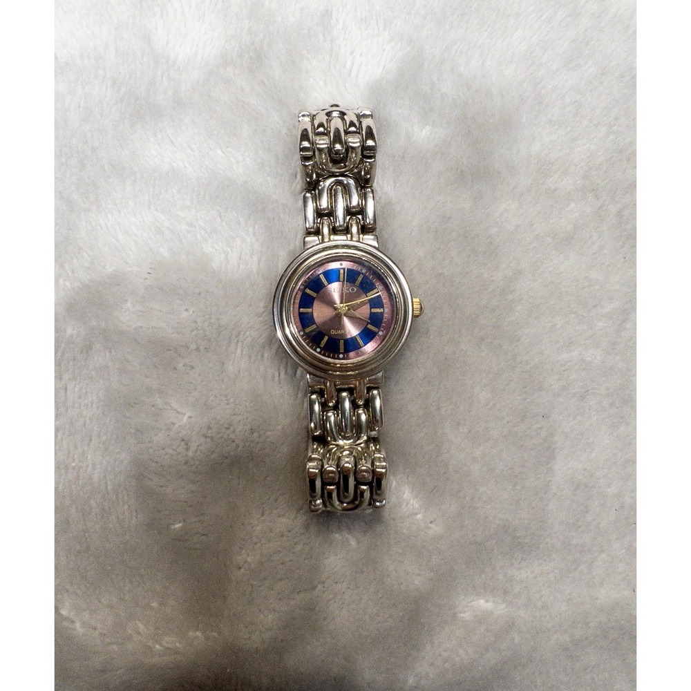 Vtg Seiko Belfina Womens 25mm Watch Blue Pink Dial New Battery